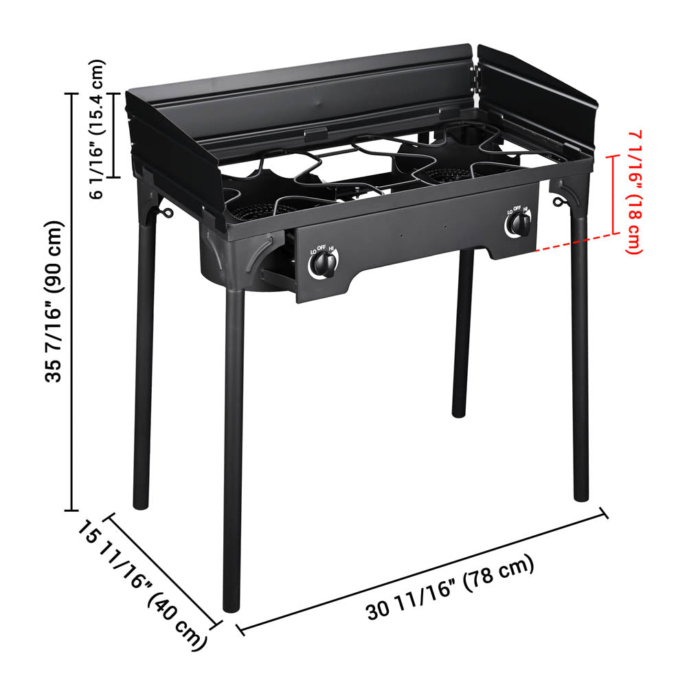 32" Outdoor Burner Double Propane Stove with Stand