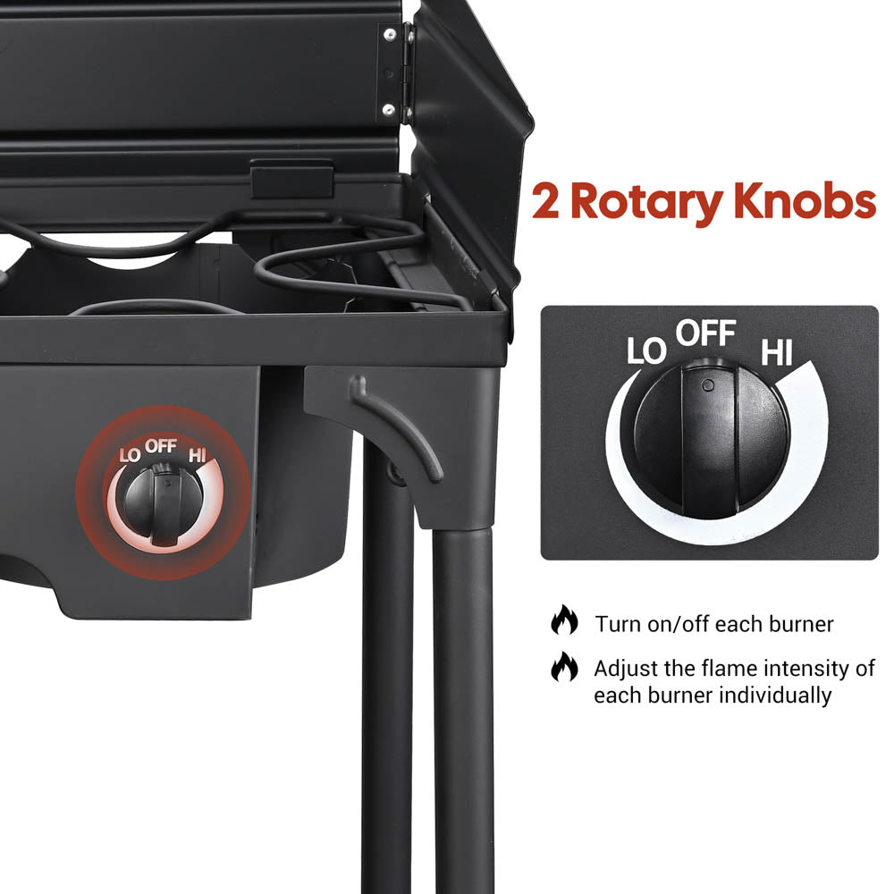 32" Outdoor Burner Double Propane Stove with Stand