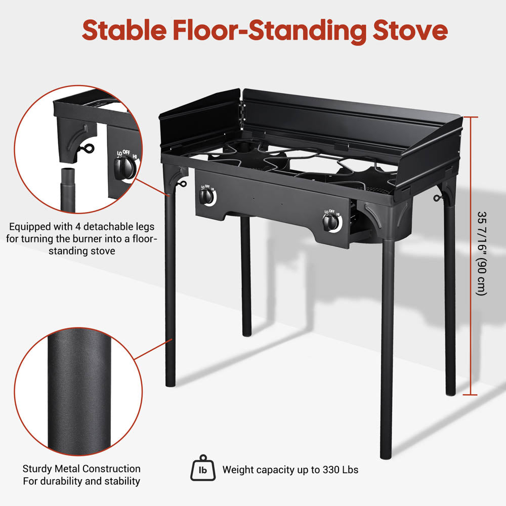 32" Outdoor Burner Double Propane Stove with Stand