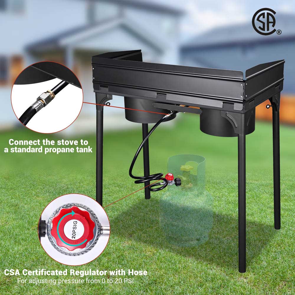 32" Outdoor Burner Double Propane Stove with Stand