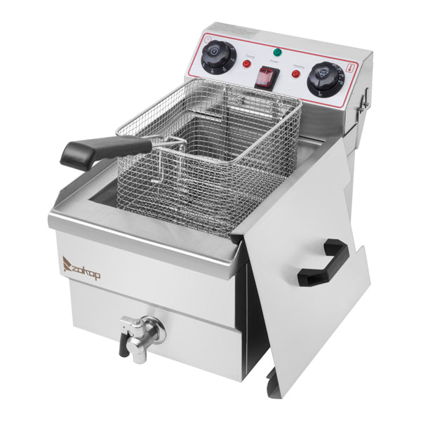 Standard EH101V, 1700W 12.5quart/11.8L electric fryer silver stainless steel single tank/timing/temperature control/ETL power cord