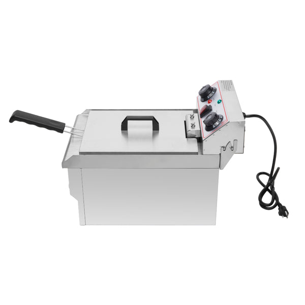 Standard EH101V, 1700W 12.5quart/11.8L electric fryer silver stainless steel single tank/timing/temperature control/ETL power cord