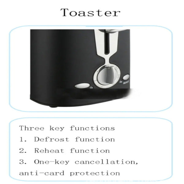 2-slice toaster, fast and even results every time, wide slots fit any size bread, drop-down crumb tray, easy to clean, stainless steel