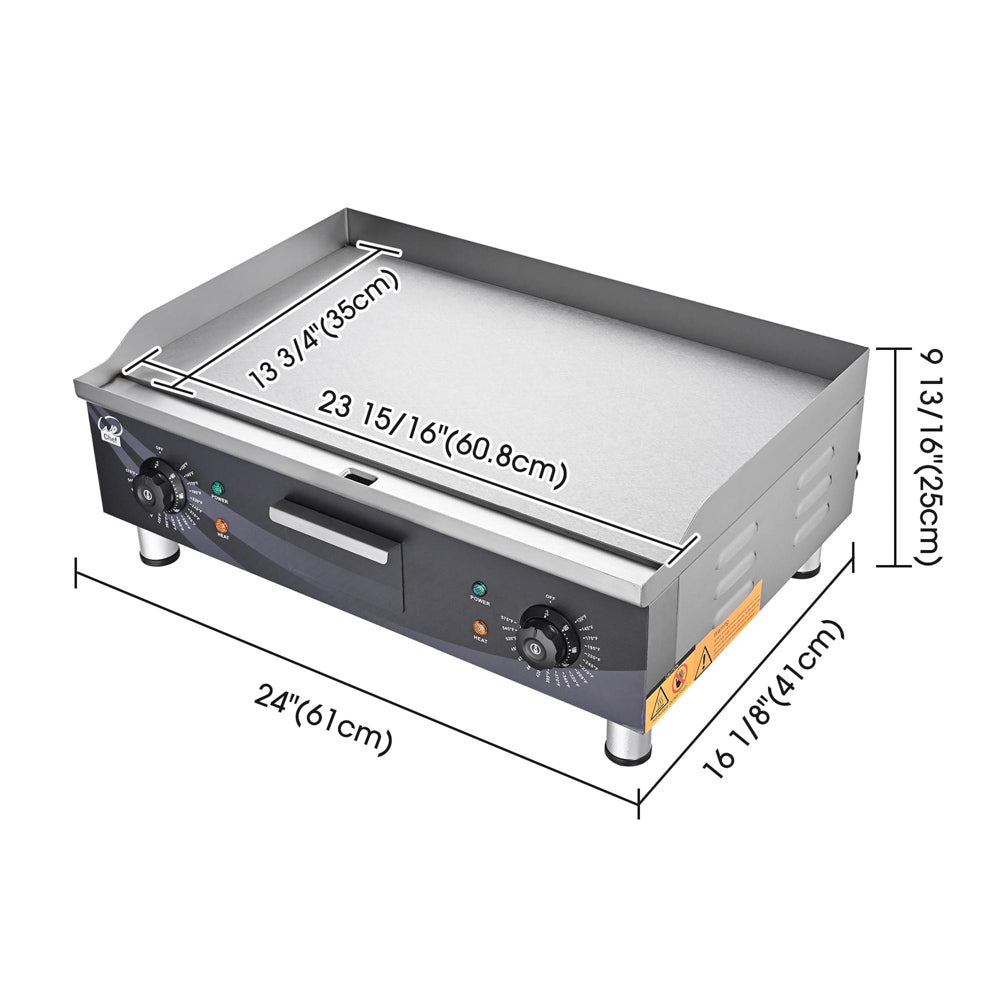 Electric Countertop Griddle Flat Grill 24in 3500W