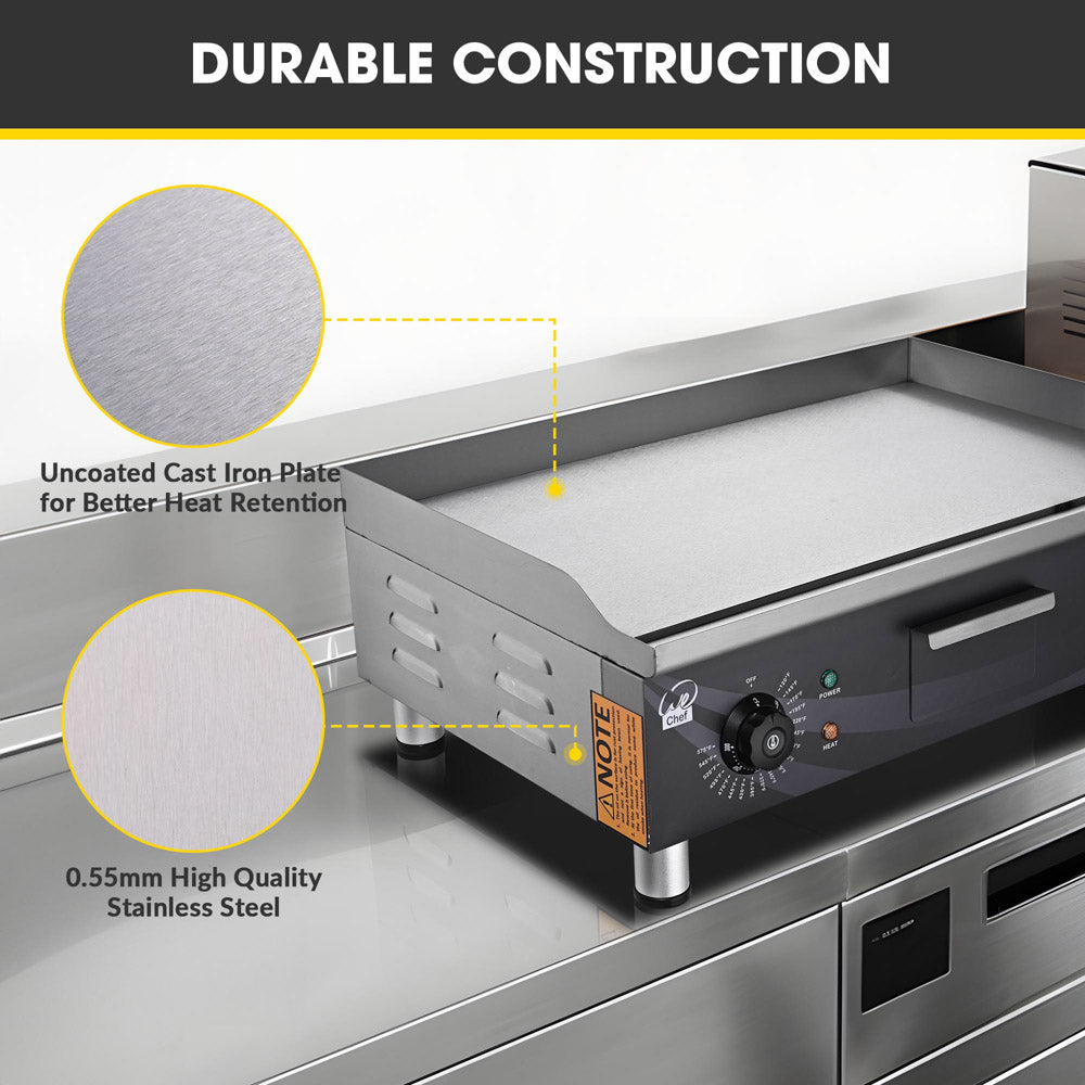 Electric Countertop Griddle Flat Grill 24in 3500W