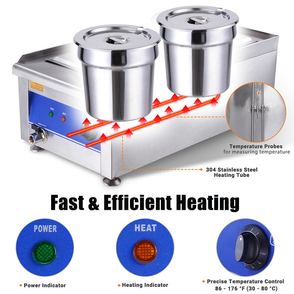 Food Warmer Water Bath Steam Table Stainless Steel