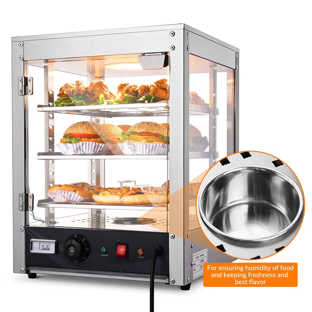 Pizza Food Warmer Commercial Countertop Display Case – 3-Tier