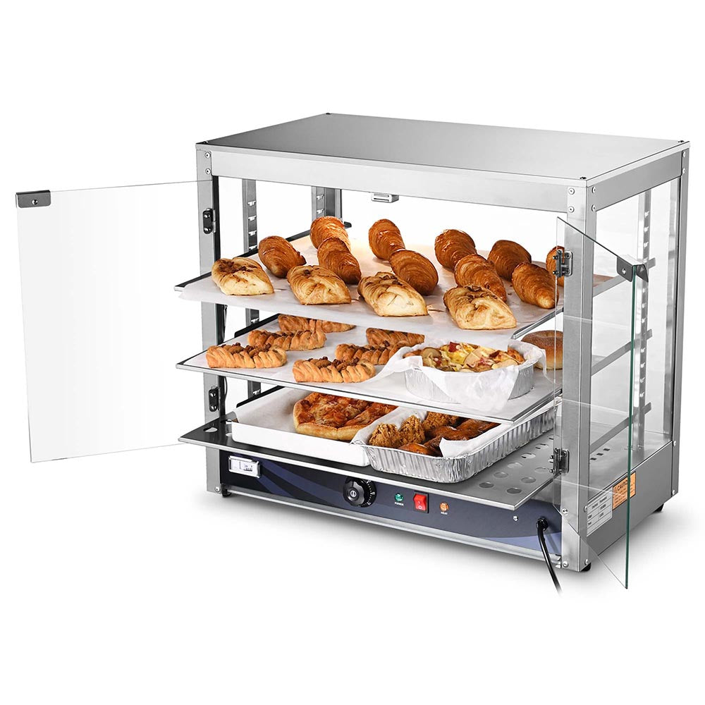 Pizza Food Warmer Commercial Countertop Display Case 3-Tier 27x15x24