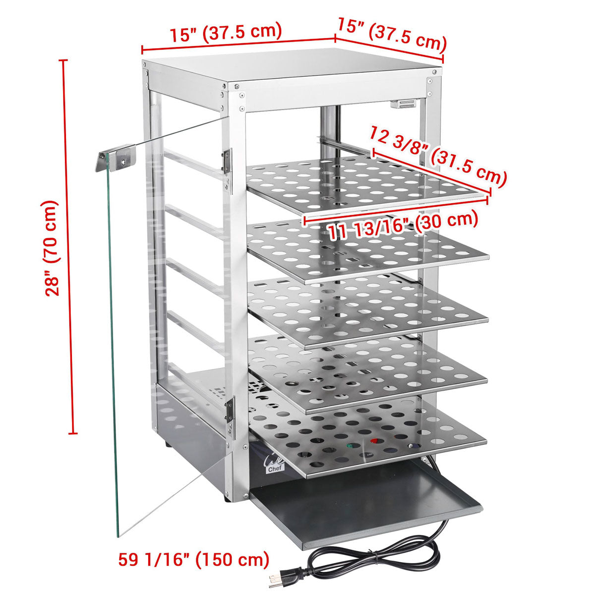 Pizza Food Warmer Commercial Countertop Display Case 5-Tier 15x15x28