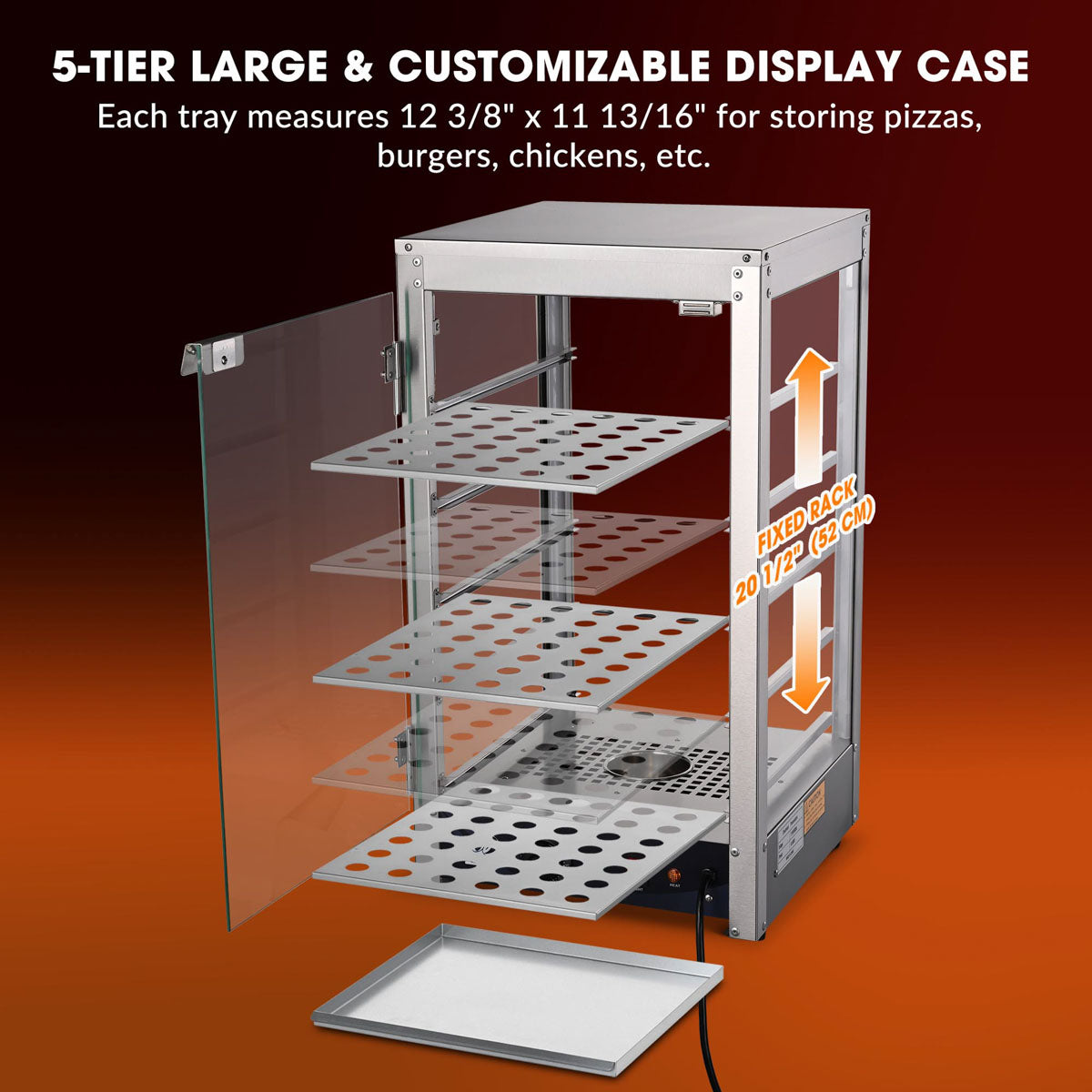 Pizza Food Warmer Commercial Countertop Display Case 5-Tier 15x15x28