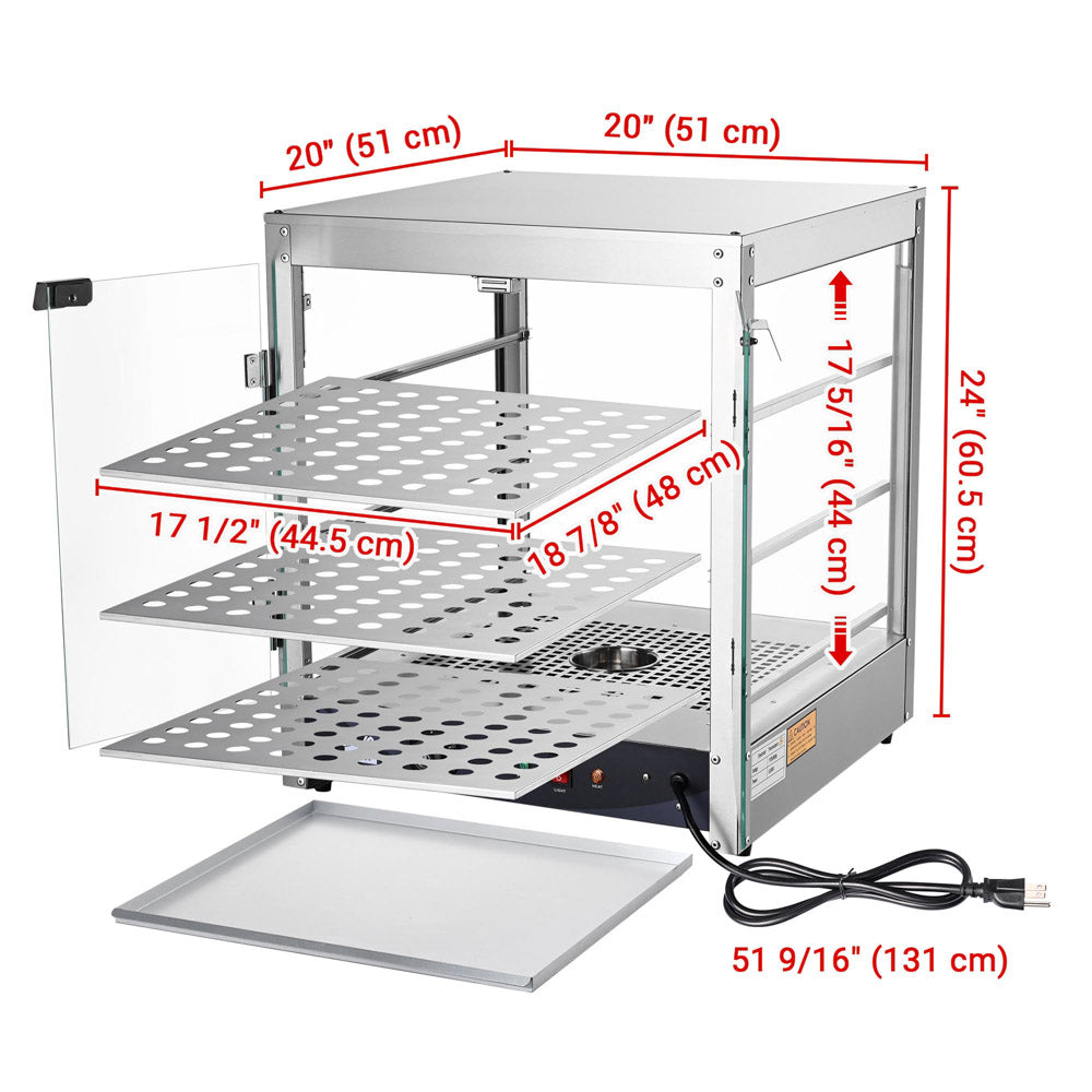 Pizza Food Warmer Commercial Countertop Display Case 3 Tier