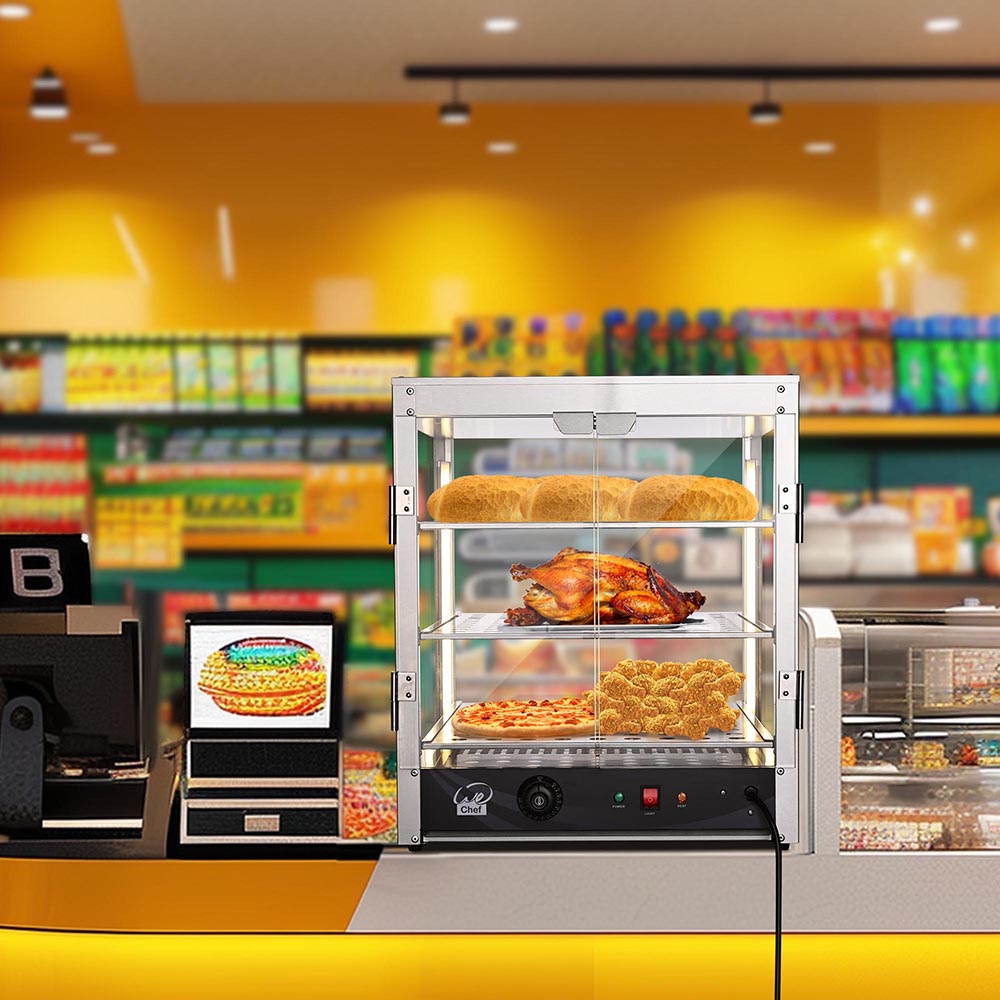 Pizza Food Warmer Commercial Countertop Display Case 3 Tier