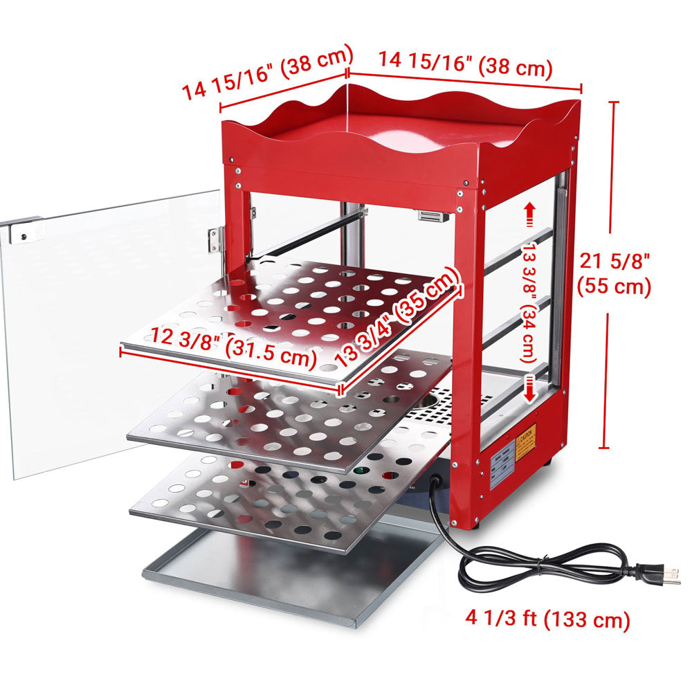 Pizza Food Warmer Commercial Countertop Display Case 3 Tier