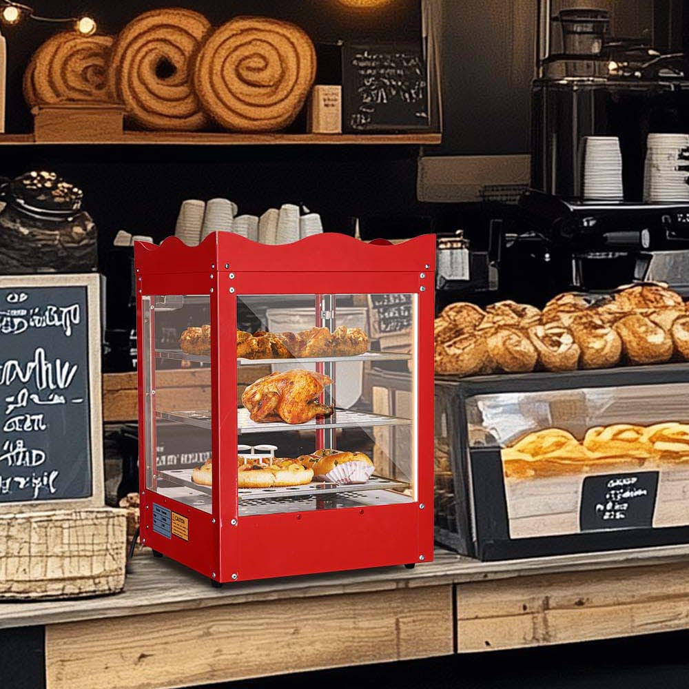 Pizza Food Warmer Commercial Countertop Display Case 3 Tier