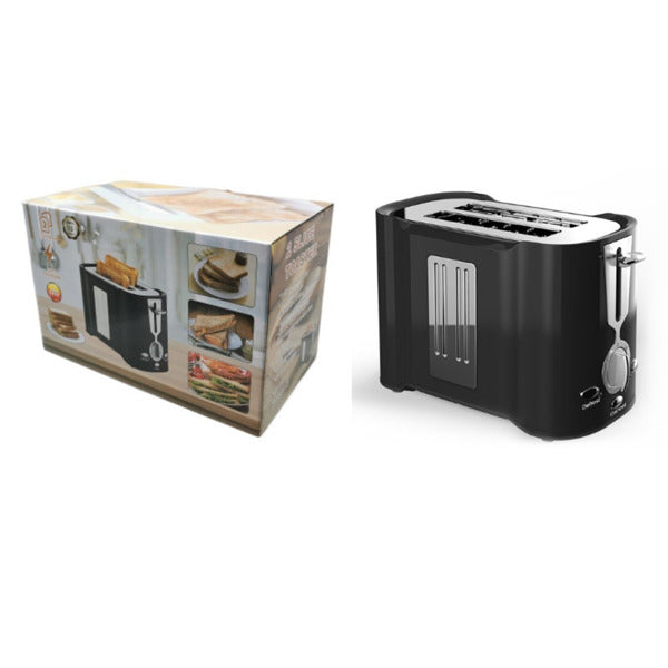 2-slice toaster, fast and even results every time, wide slots fit any size bread, drop-down crumb tray, easy to clean, stainless steel