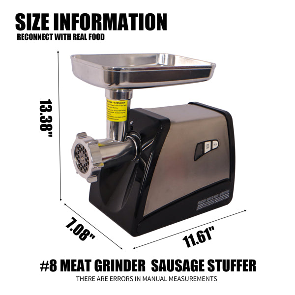 Meat grinder and sausage stuffer, 570 W, stainless steel