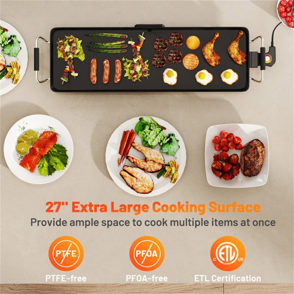 27-inch large electric grill with adjustable temperature