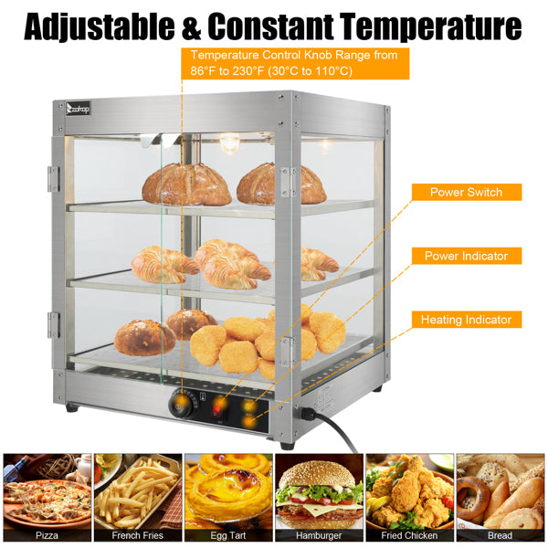 NB-03 Commercial Food Warmer Display Cabinet – 3-Tier