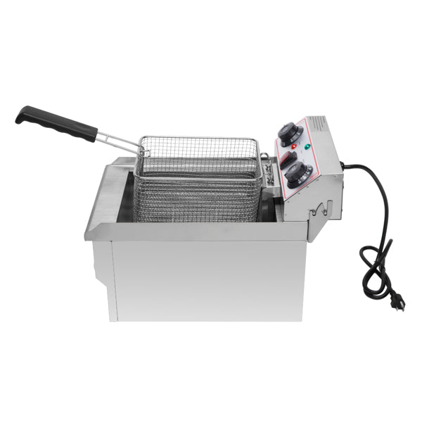 Standard EH101V, 1700W 12.5quart/11.8L electric fryer silver stainless steel single tank/timing/temperature control/ETL power cord