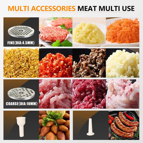Meat grinder and sausage stuffer, 570 W, stainless steel