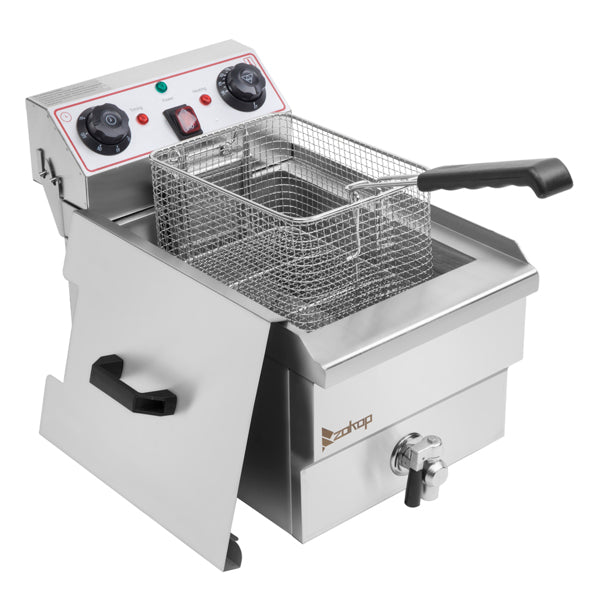 Standard EH101V, 1700W 12.5quart/11.8L electric fryer silver stainless steel single tank/timing/temperature control/ETL power cord