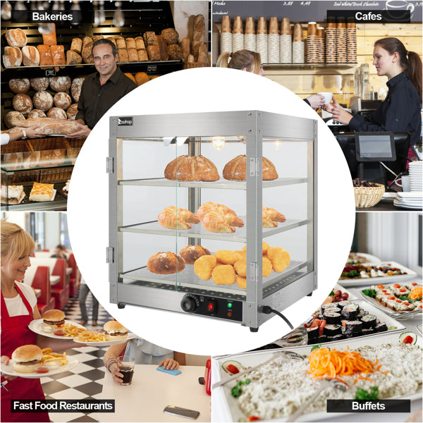 NB-03 Commercial Food Warmer Display Cabinet – 3-Tier