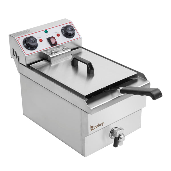 Standard EH101V, 1700W 12.5quart/11.8L electric fryer silver stainless steel single tank/timing/temperature control/ETL power cord