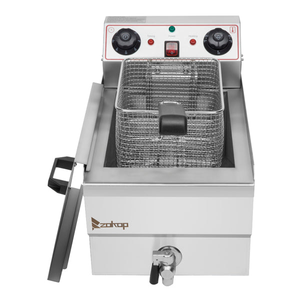 Standard EH101V, 1700W 12.5quart/11.8L electric fryer silver stainless steel single tank/timing/temperature control/ETL power cord