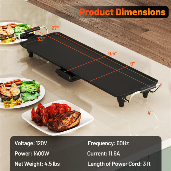 27-inch large electric grill with adjustable temperature