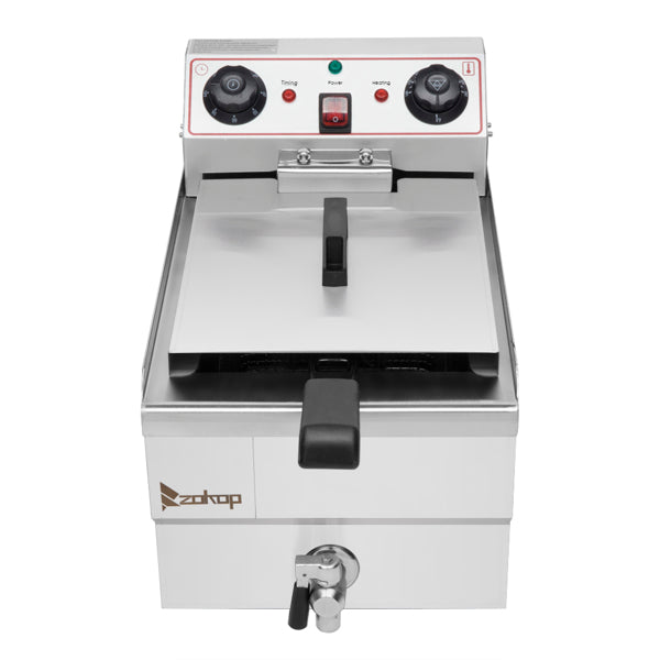 Standard EH101V, 1700W 12.5quart/11.8L electric fryer silver stainless steel single tank/timing/temperature control/ETL power cord