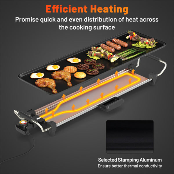 27-inch large electric grill with adjustable temperature